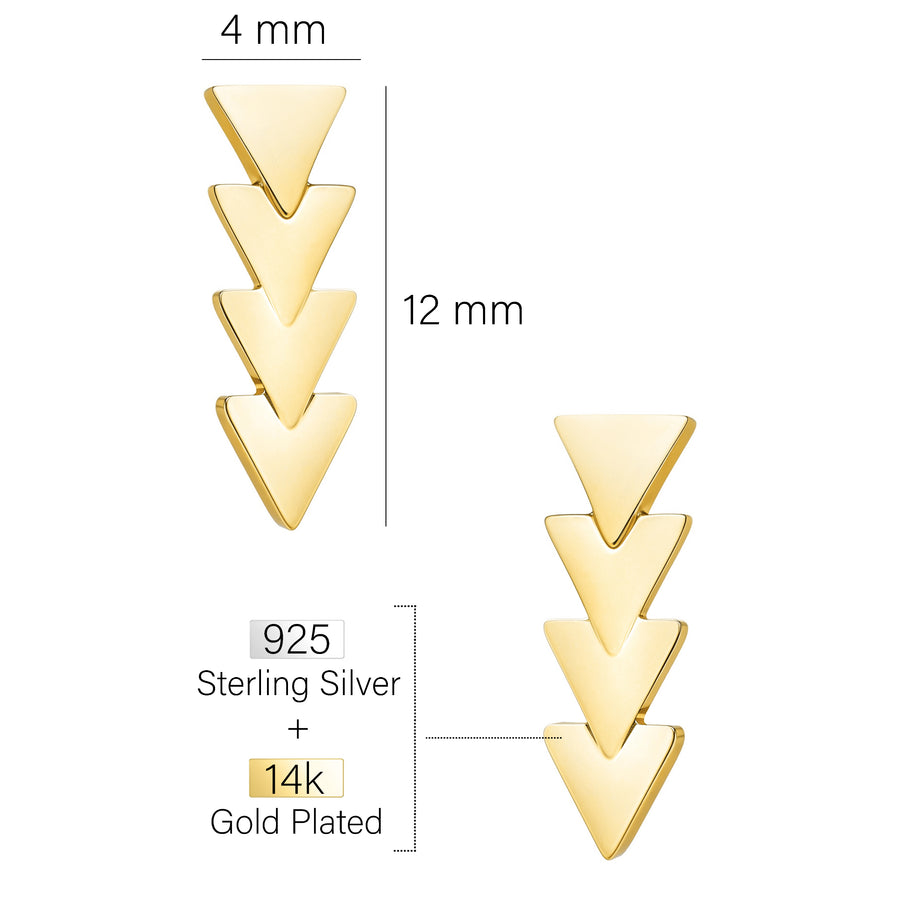 Maßenansicht von Pfeil Ohrstecker in 925 Silber von Sofia Milani - E1629