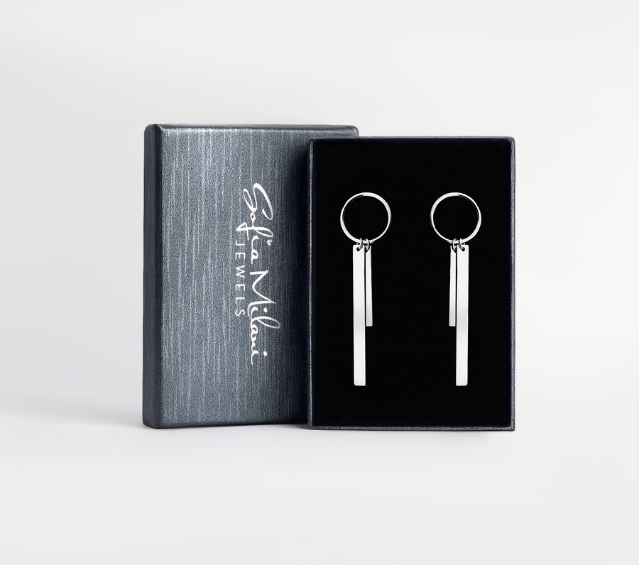 Boxansicht von Kreis Stab Ohrhänger in 925 Silber von Sofia Milani - E1632