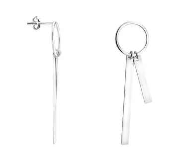 Haupt- und Seitenansicht von Kreis Stab Ohrhänger in 925 Silber von Sofia Milani - E1632