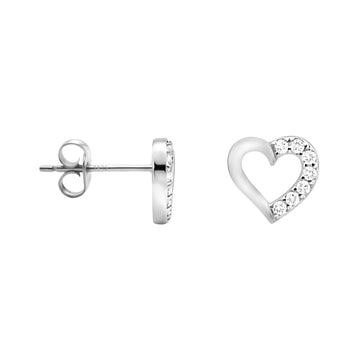 Haupt- und Seitenansicht von Herz Ohrstecker in 925 Silber von Sofia Milani - E1636