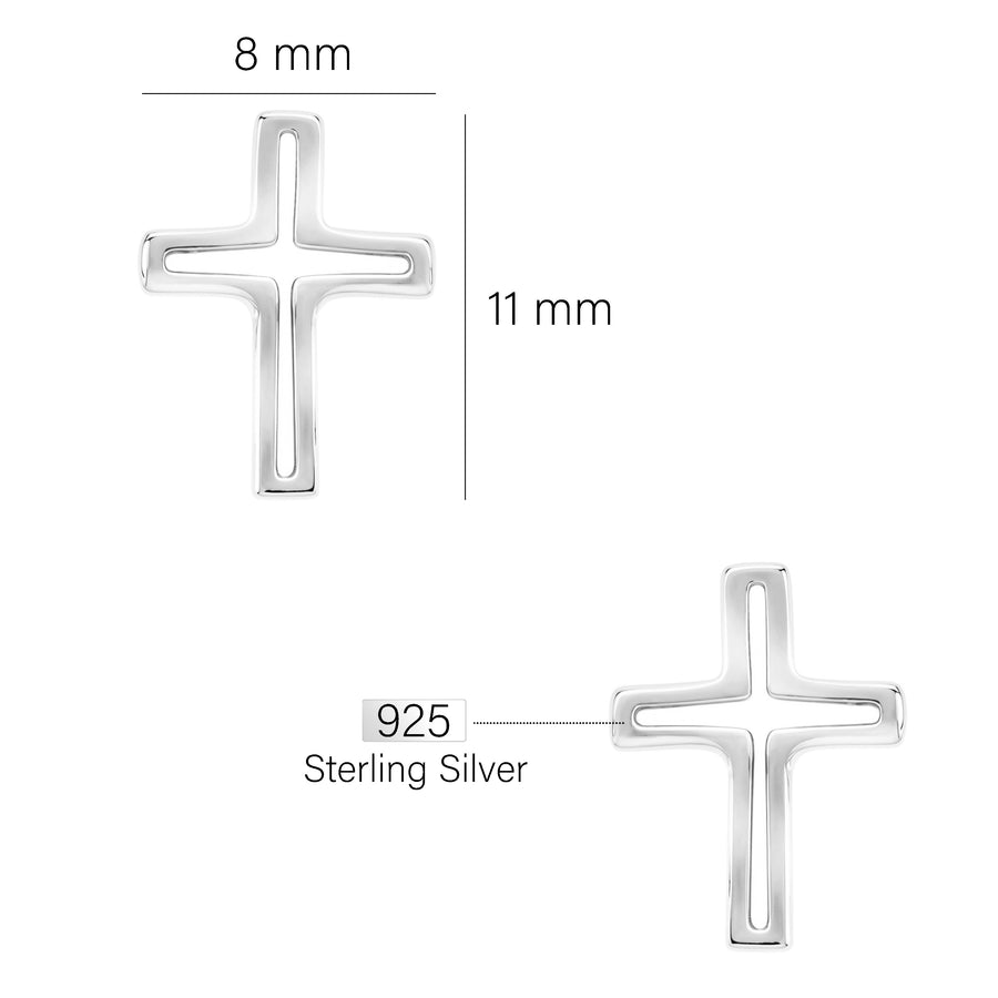 Maßenansicht von Kreuz Ohrstecker in 925 Silber von Sofia Milani - E1642