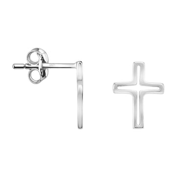 Haupt- und Seitenansicht von Kreuz Ohrstecker in 925 Silber von Sofia Milani - E1642
