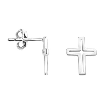 Haupt- und Seitenansicht von Kreuz Ohrstecker in 925 Silber von Sofia Milani - E1642