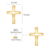Maßenansicht von Kreuz Ohrstecker in 925 Silber von Sofia Milani - E1643