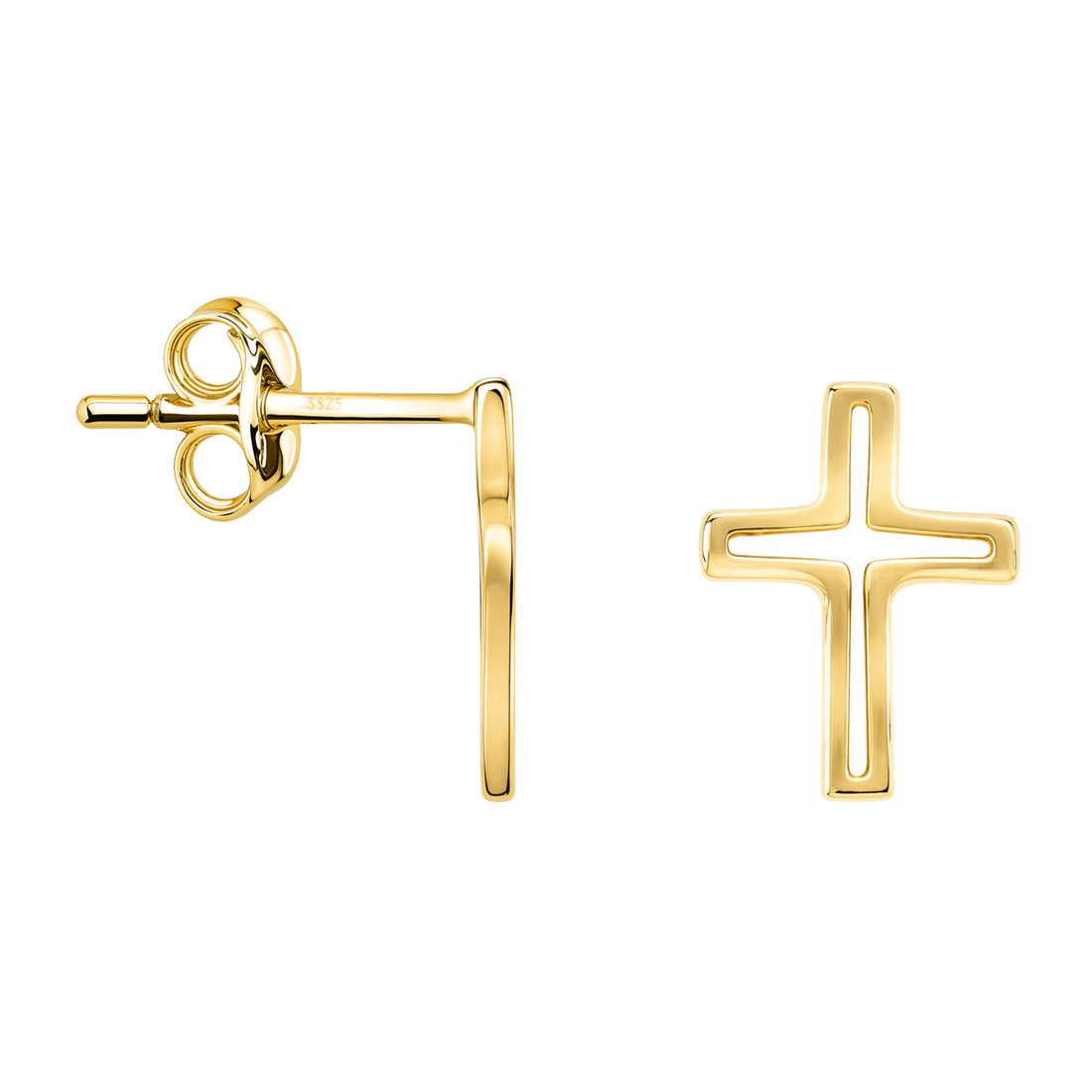 Haupt- und Seitenansicht von Kreuz Ohrstecker in 925 Silber von Sofia Milani - E1643
