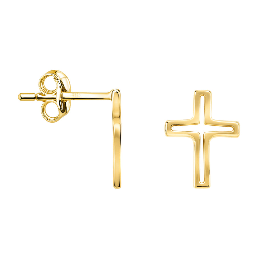 Haupt- und Seitenansicht von Kreuz Ohrstecker in 925 Silber von Sofia Milani - E1643