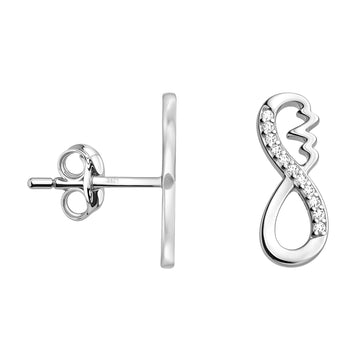 Haupt- und Seitenansicht von Unendlich Herzschlag Ohrstecker in 925 Silber von Sofia Milani - E1648