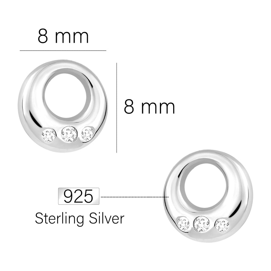 Maßenansicht von Kreis Ohrstecker in 925 Silber von Sofia Milani - E1656