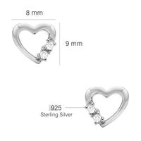 Maßenansicht von Herz Ohrstecker in 925 Silber von Sofia Milani - E1658