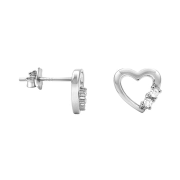Haupt- und Seitenansicht von Herz Ohrstecker in 925 Silber von Sofia Milani - E1658