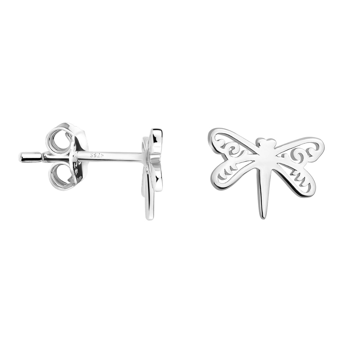 Haupt- und Seitenansicht von Libellen Ohrstecker in 925 Silber von Sofia Milani - E1662