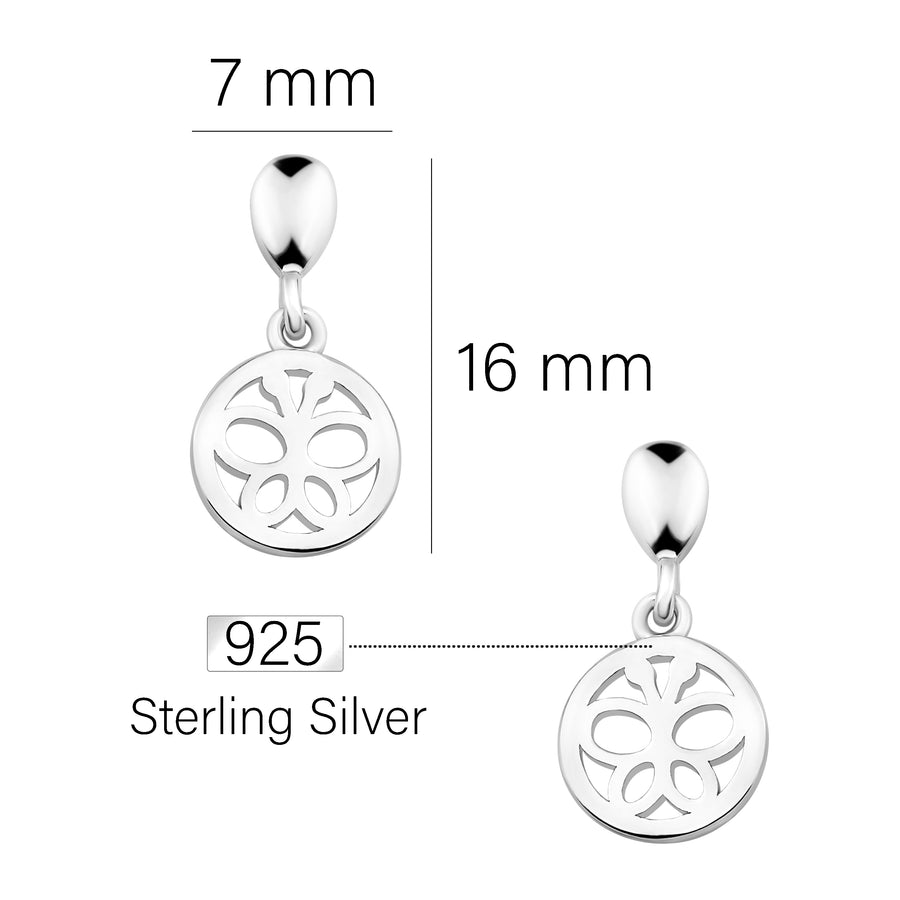 Maßenansicht von Kreis Libellen Ohrhänger in 925 Silber von Sofia Milani - E1666