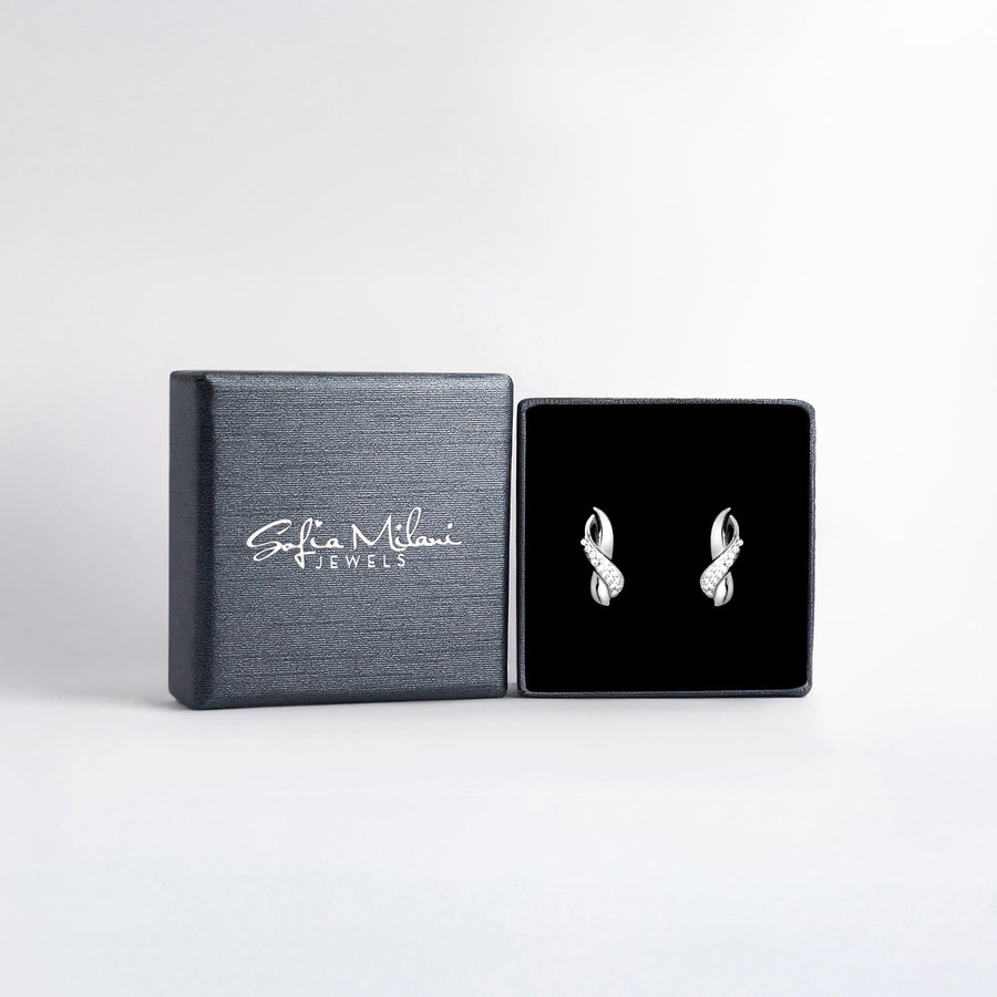 Boxansicht von Unendlich Infinity Ohrstecker in 925 Silber von Sofia Milani - E1672