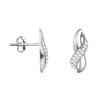 Haupt- und Seitenansicht von Unendlich Infinity Ohrstecker in 925 Silber von Sofia Milani - E1672