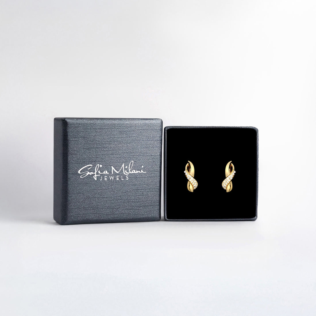 Boxansicht von Unendlich Infinity Ohrstecker in 925 Silber von Sofia Milani - E1673