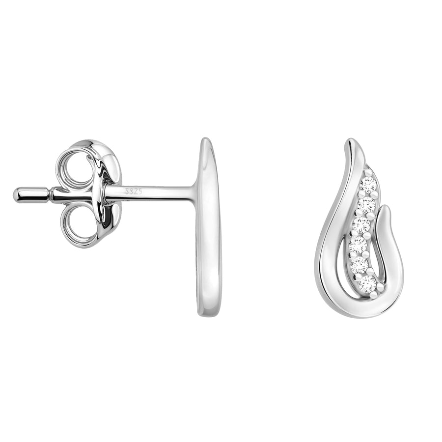 Haupt- und Seitenansicht von Flügel Ohrstecker in 925 Silber von Sofia Milani - E1674