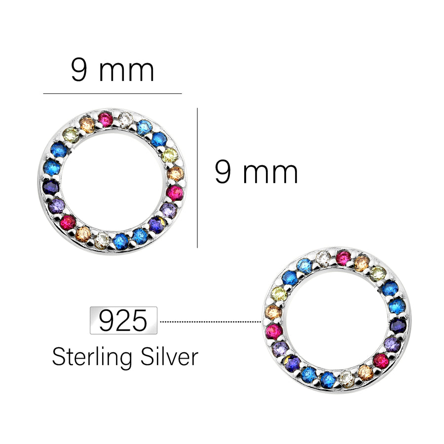 Maßenansicht von Kreis Ohrstecker in 925 Silber von Sofia Milani - E1676