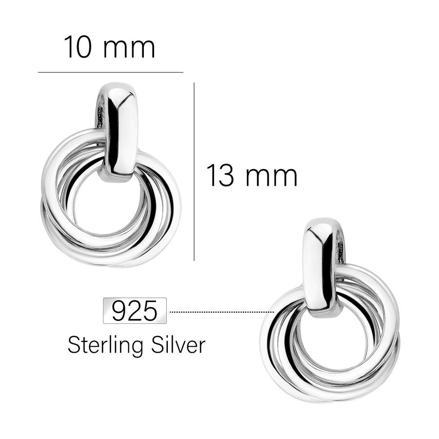Maßenansicht von Kreis Ohrstecker in 925 Silber von Sofia Milani - E1678