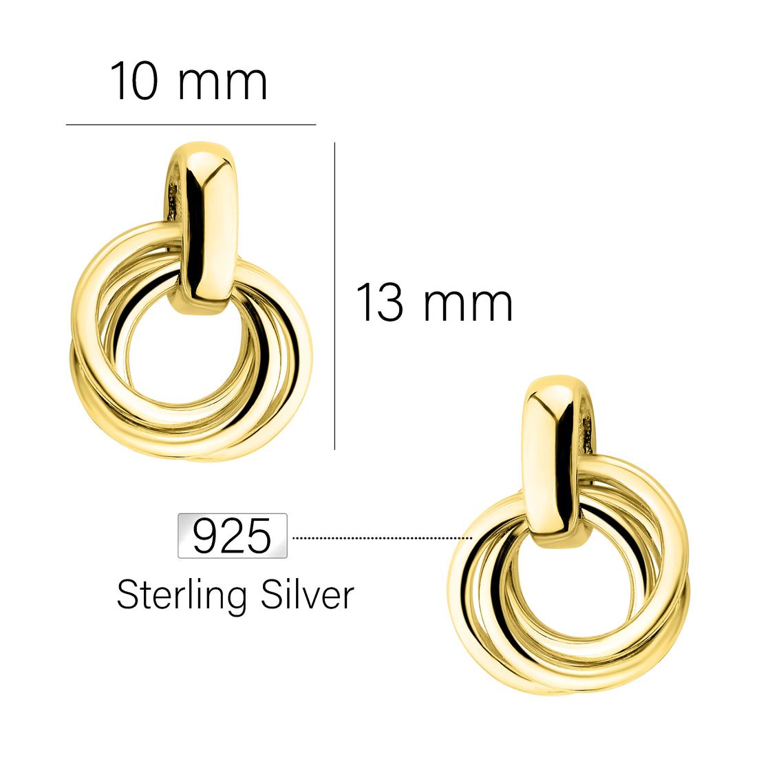 Maßenansicht von Kreis Ohrstecker in 925 Silber von Sofia Milani - E1679
