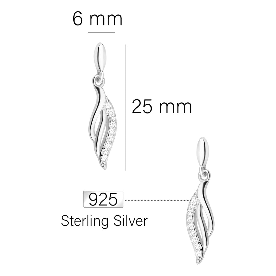 Maßenansicht von Flügel Ohrhänger in 925 Silber von Sofia Milani - E1680