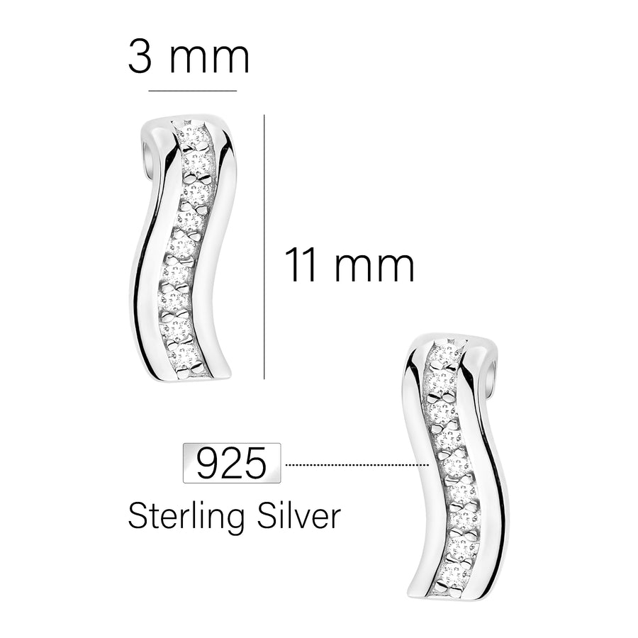 Maßenansicht von Zirkonia Ohrstecker in 925 Silber von Sofia Milani - E1684