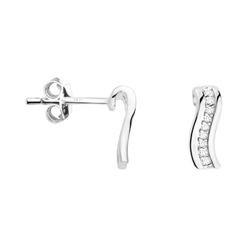 Haupt- und Seitenansicht von Zirkonia Ohrstecker in 925 Silber von Sofia Milani - E1684