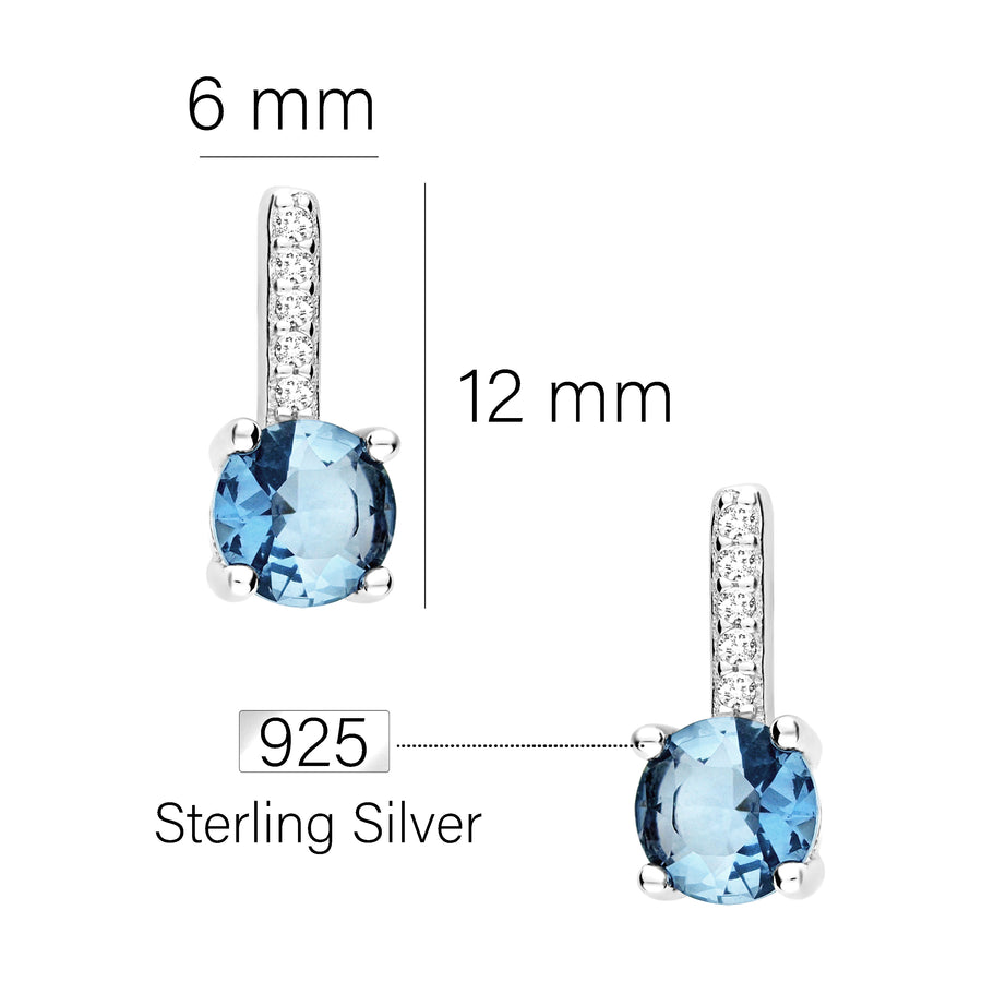 Maßenansicht von Zirkonia Ohrstecker in 925 Silber von Sofia Milani - E1689