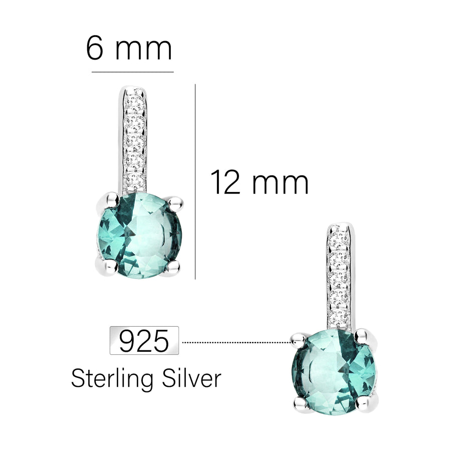 Maßenansicht von Zirkonia Ohrstecker in 925 Silber von Sofia Milani - E1691
