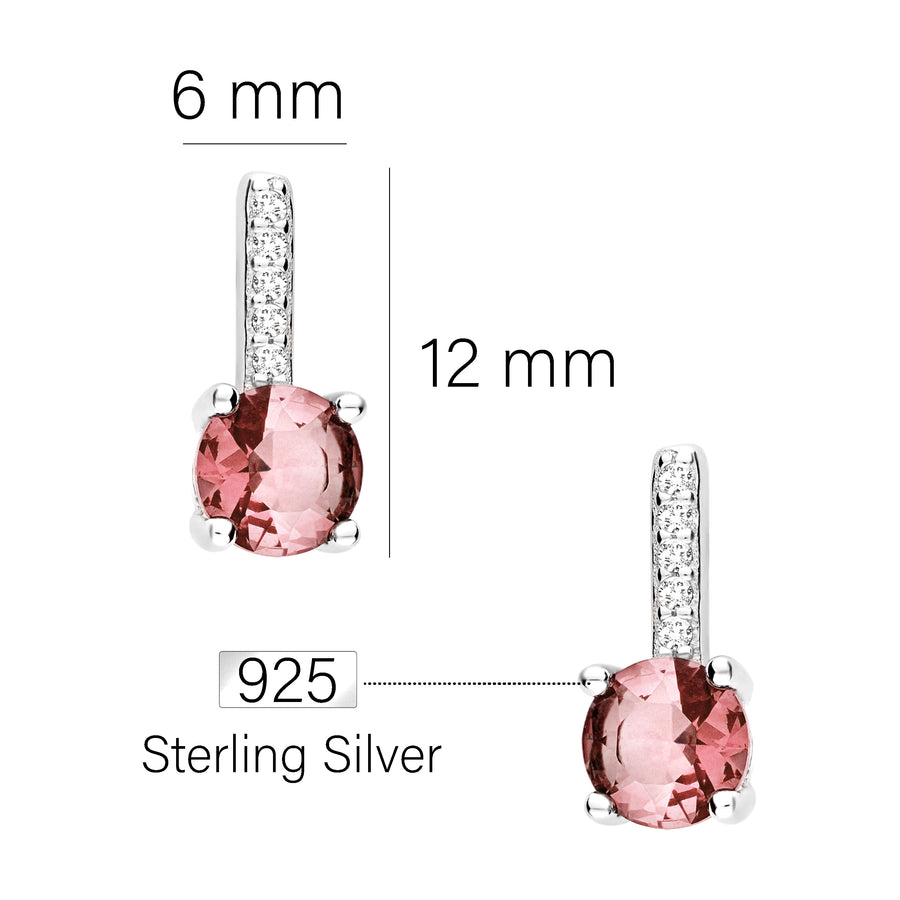 Maßenansicht von Zirkonia Ohrstecker in 925 Silber von Sofia Milani - E1692