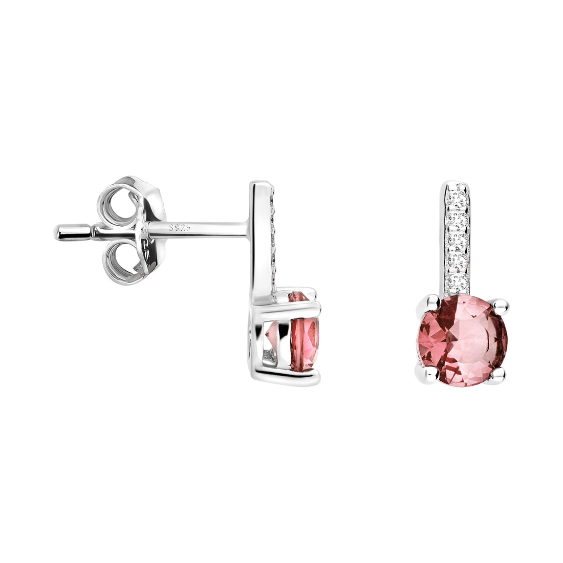Haupt- und Seitenansicht von Zirkonia Ohrstecker in 925 Silber von Sofia Milani - E1692