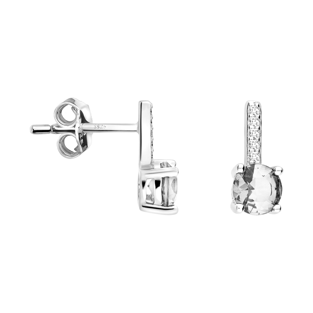 Haupt- und Seitenansicht von Zirkonia Ohrstecker in 925 Silber von Sofia Milani - E1693