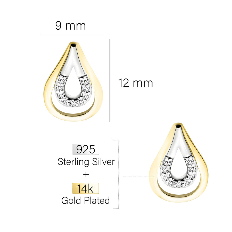 Maßenansicht von Bicolour Ohrstecker in 925 Silber von Sofia Milani - E1694