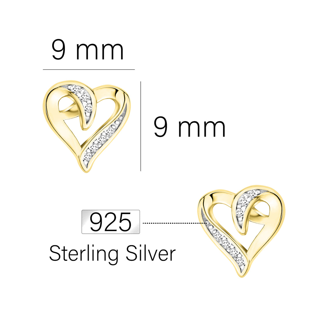 Maßenansicht von Bicolour Ohrstecker in 925 Silber von Sofia Milani - E1699