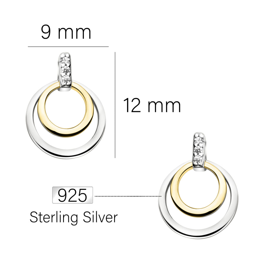 Maßenansicht von Bicolour Ohrstecker in 925 Silber von Sofia Milani - E1702