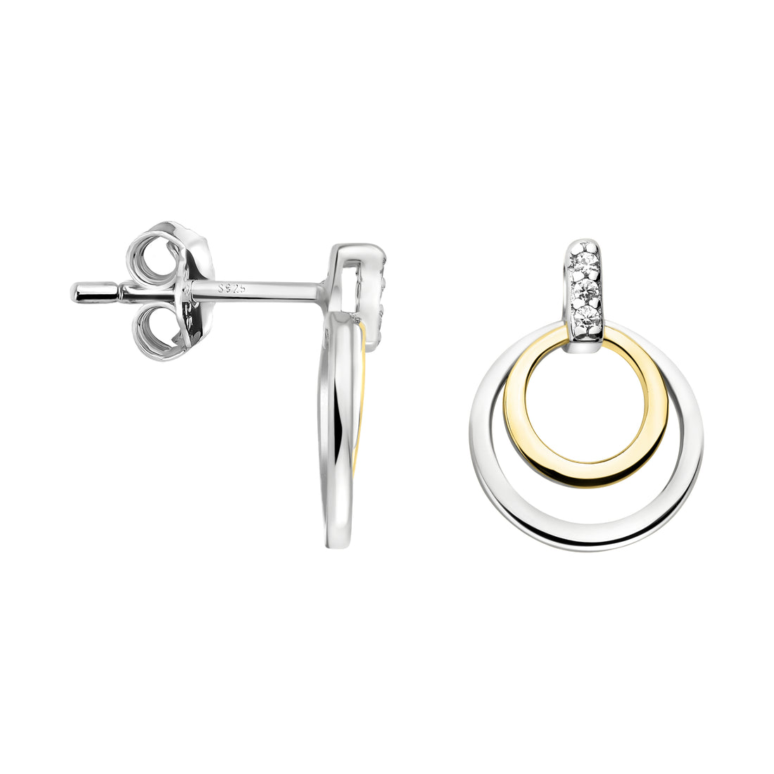 Haupt- und Seitenansicht von Bicolour Ohrstecker in 925 Silber von Sofia Milani - E1702