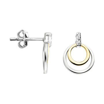 Haupt- und Seitenansicht von Bicolour Ohrstecker in 925 Silber von Sofia Milani - E1702