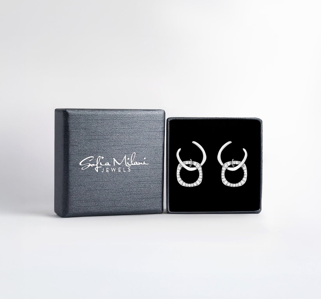 Boxansicht von Oval Ohrstecker in 925 Silber von Sofia Milani - E1710