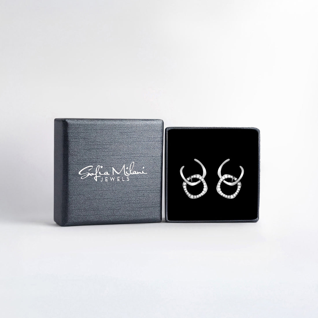 Boxansicht von Oval Ohrstecker in 925 Silber von Sofia Milani - E1710