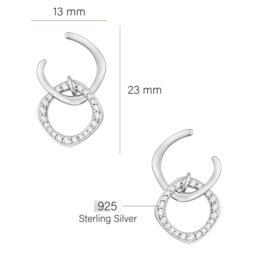 Maßenansicht von Oval Ohrstecker in 925 Silber von Sofia Milani - E1710