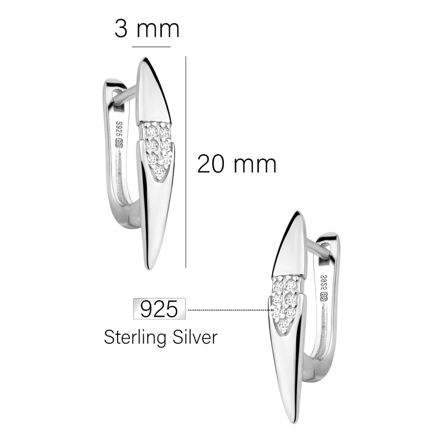 Maßenansicht von Zirkonia Ohrstecker in 925 Silber von Sofia Milani - E1728