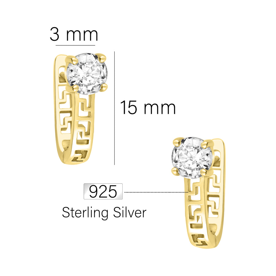 Maßenansicht von Zirkonia Ohrstecker in 925 Silber von Sofia Milani - E1731