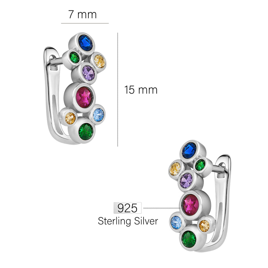 Maßenansicht von Zirkonia Ohrstecker in 925 Silber von Sofia Milani - E1732