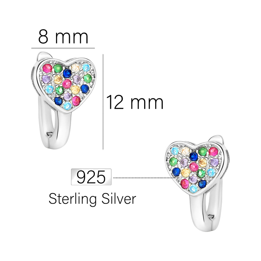 Maßenansicht von Herz Ohrstecker in 925 Silber von Sofia Milani - E1734