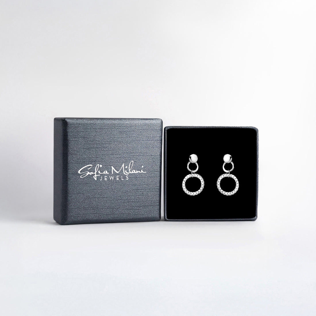 Boxansicht von Kreis Ohrstecker in 925 Silber von Sofia Milani - E1736