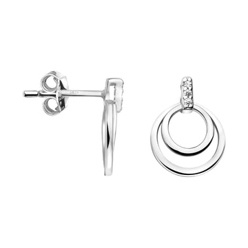 Haupt- und Seitenansicht von Kreis Ohrstecker in 925 Silber von Sofia Milani - E1744