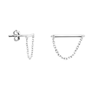 Haupt- und Seitenansicht von Stab Kette Ohrstecker in 925 Silber von Sofia Milani - E1747