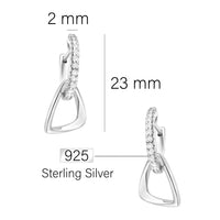 Maßenansicht von Zirkonia Ohrhänger in 925 Silber von Sofia Milani - E1751