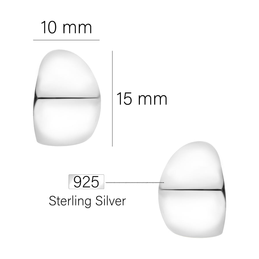 Maßenansicht von Breit Steck Creolen in 925 Silber von Sofia Milani - E1763