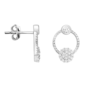 Haupt- und Seitenansicht von Verdreht Kreis Ohrstecker in 925 Silber von Sofia Milani - E1765