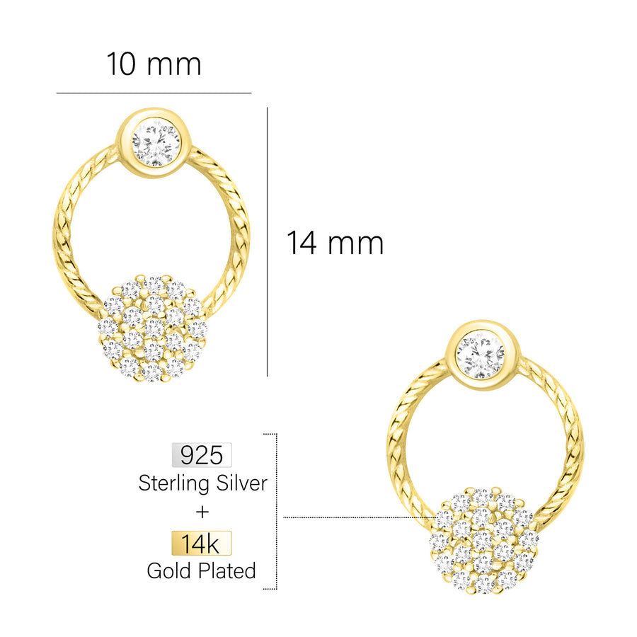 Maßenansicht von Verdreht Kreis Ohrstecker in 925 Silber von Sofia Milani - E1766